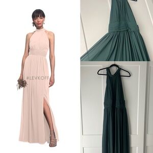 Bill Levkoff Green Halter Sleeveless Gown
